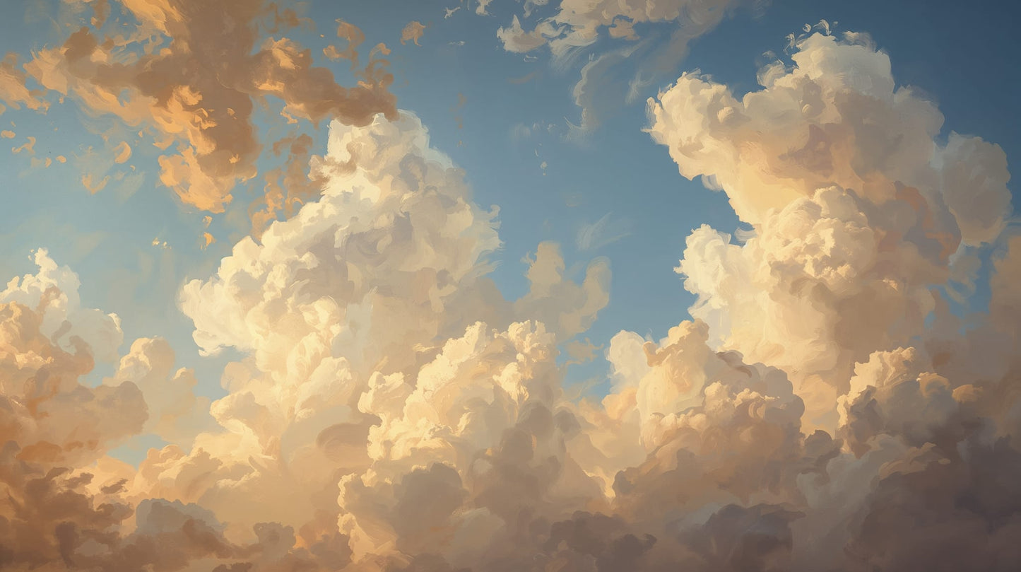 Ethereal painterly Sky Blue cloudscape - Wall Mural & Peel and Stick Wallpaper for Painterly Interiors and Premium Home Styling