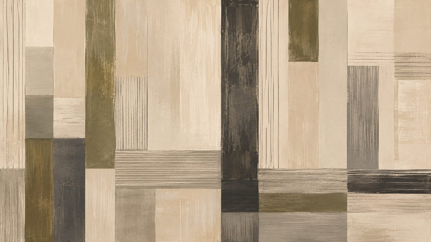 Textured refined Beige geometric blocks featuring layered tonal finishes - Wall Mural & Peel and Stick Wallpaper for Abstract Interiors and Premium Home Styling