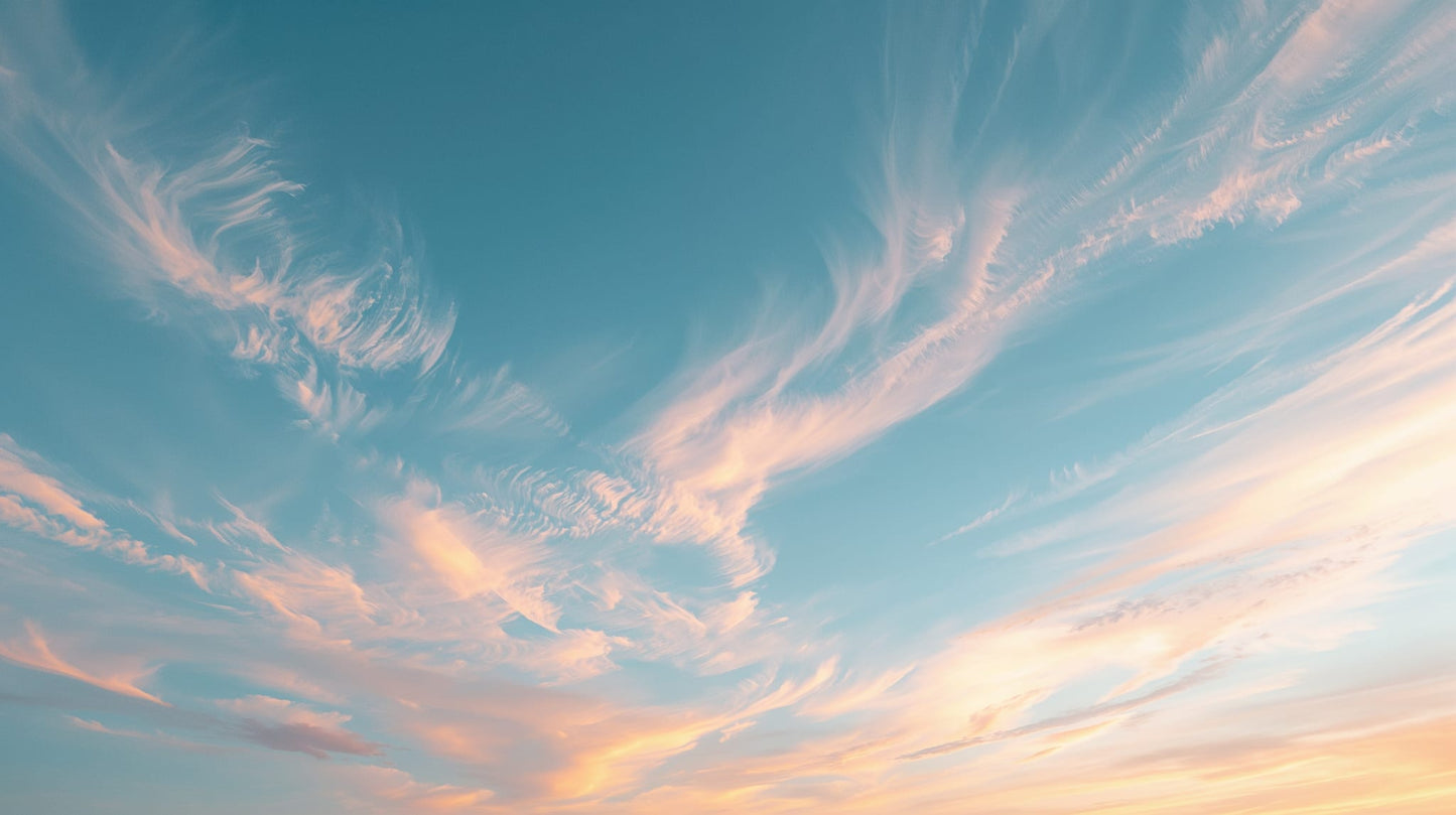 Ethereal painterly Sky Blue clouds featuring soft gradients - Wall Mural & Peel and Stick Wallpaper for Painterly Interiors and Premium Home Styling