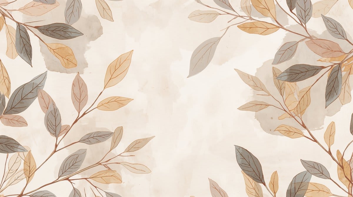 Delicate airy Beige botanical leaves featuring subtle linework - Wall Mural & Peel and Stick Wallpaper for Illustrated Interiors and Premium Home Styling