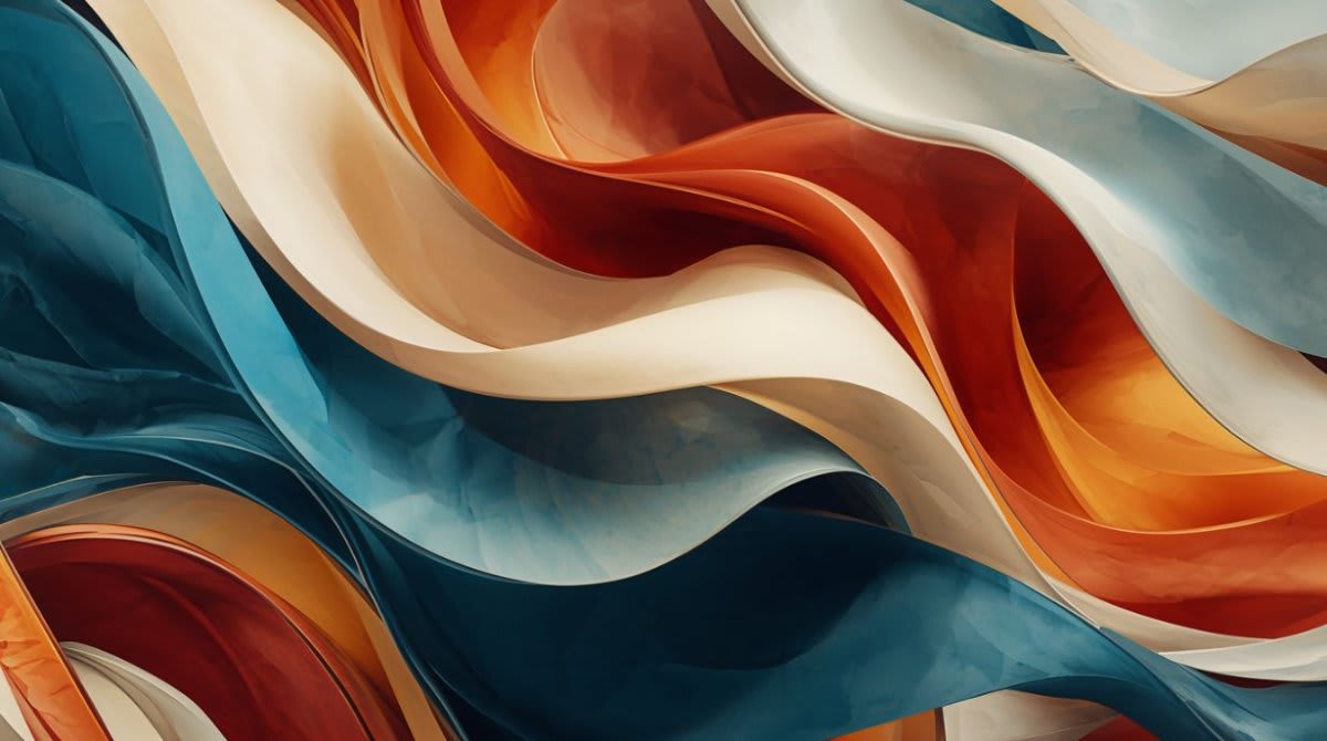 Luxurious flowing Teal abstract fluid waves - Wall Mural & Peel and Stick Wallpaper for Abstract Interiors and Premium Home Styling.