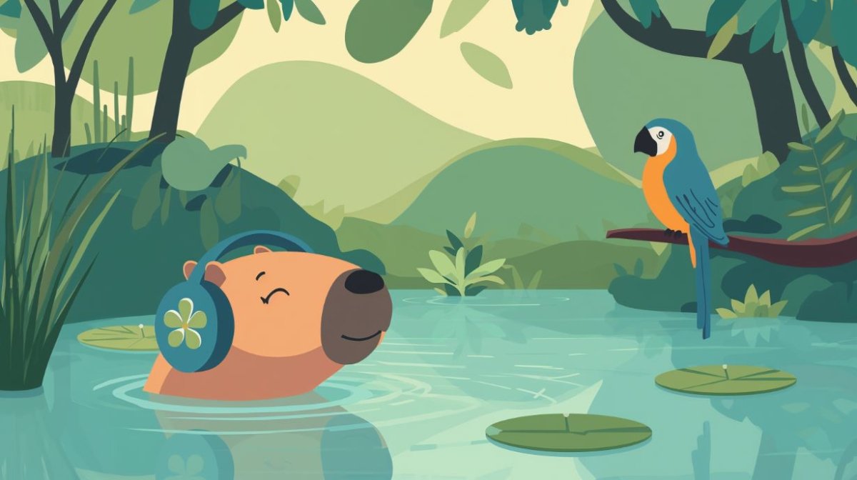 Capybara Chill - Scenic Lake Accent Wall Mural Wallpaper - Recoat