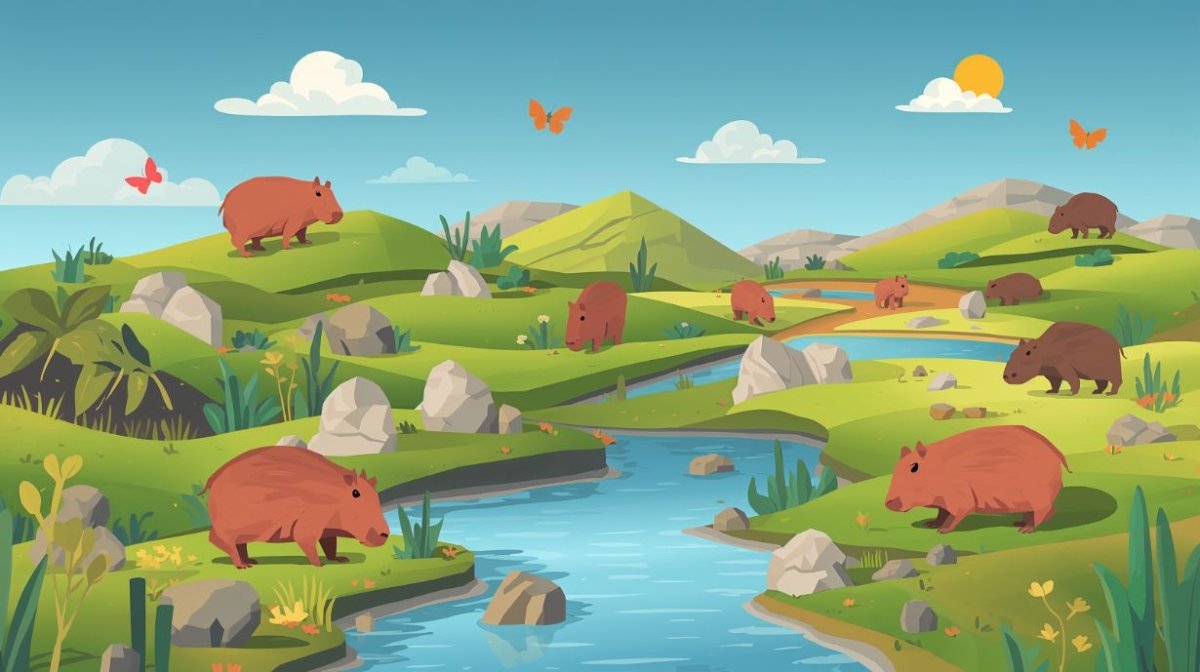 Capybara Valley - Playful Animal Accent Wall Mural Wallpaper - Recoat