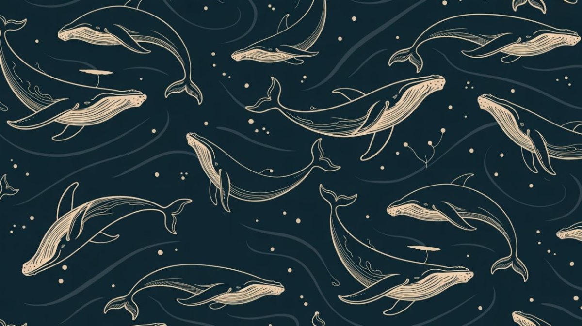 Midnight Whales Pattern - Vintage Whale Accent Wall Mural Wallpaper - Recoat