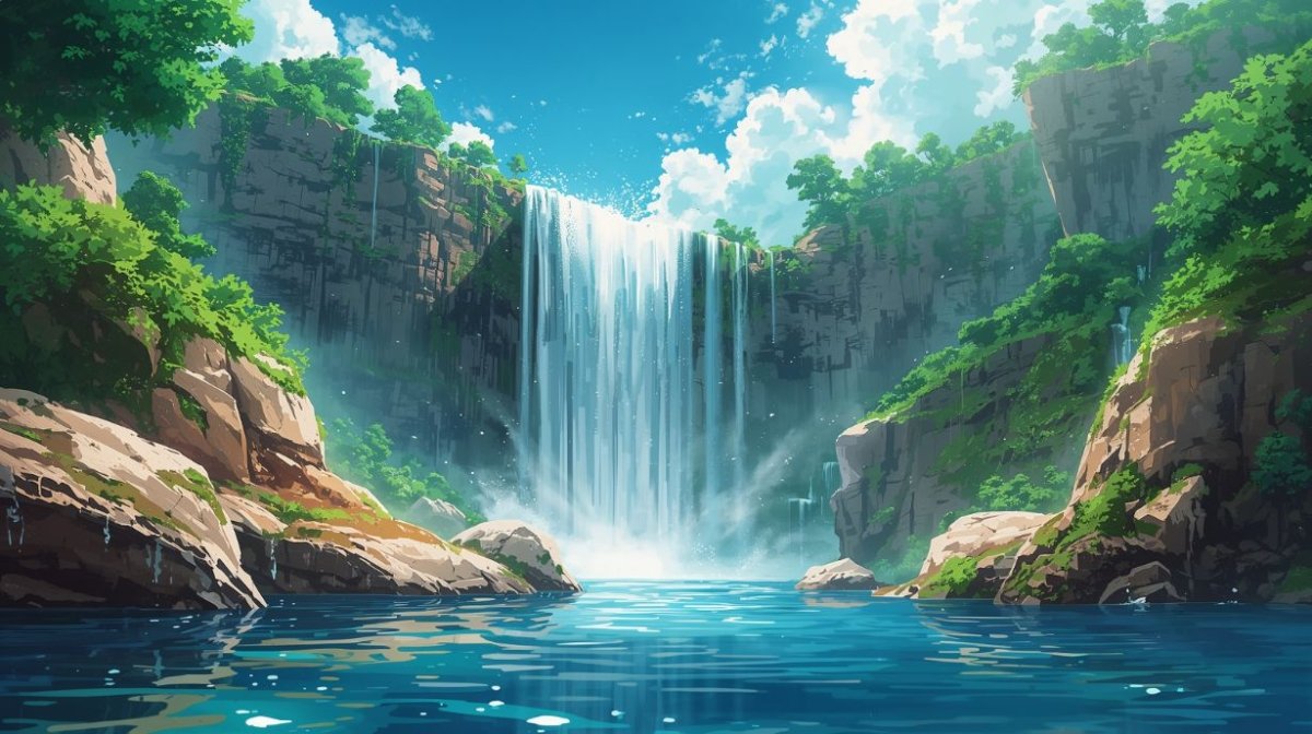 Paradise Falls - Lush Waterfall Accent Wall Mural Wallpaper - Recoat