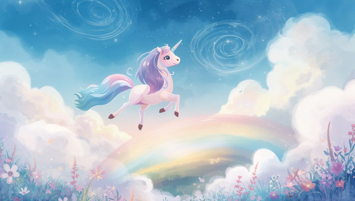 Unicorn Dreams - Whimsical Unicorn & Rainbow Wall Mural - Recoat