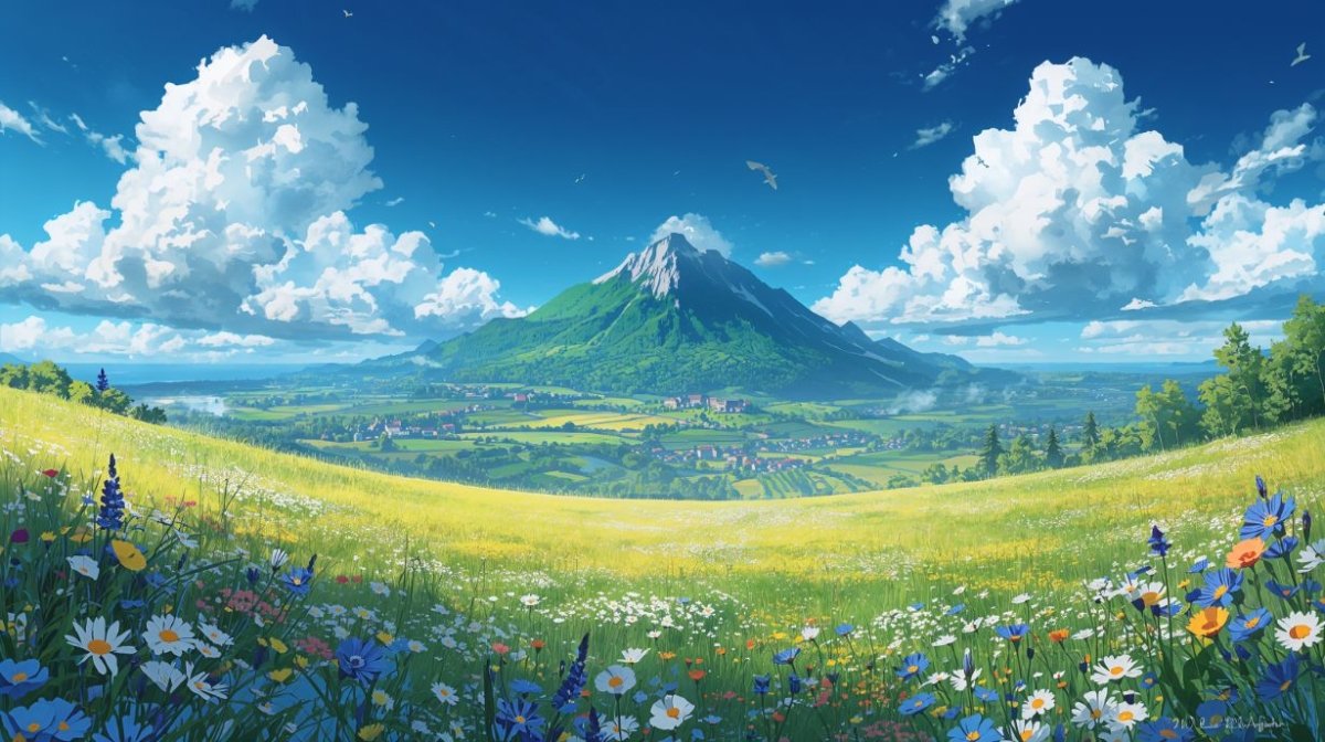 Valley Bloom - Dreamy Landscape Accent Wall Mural Wallpaper - Recoat