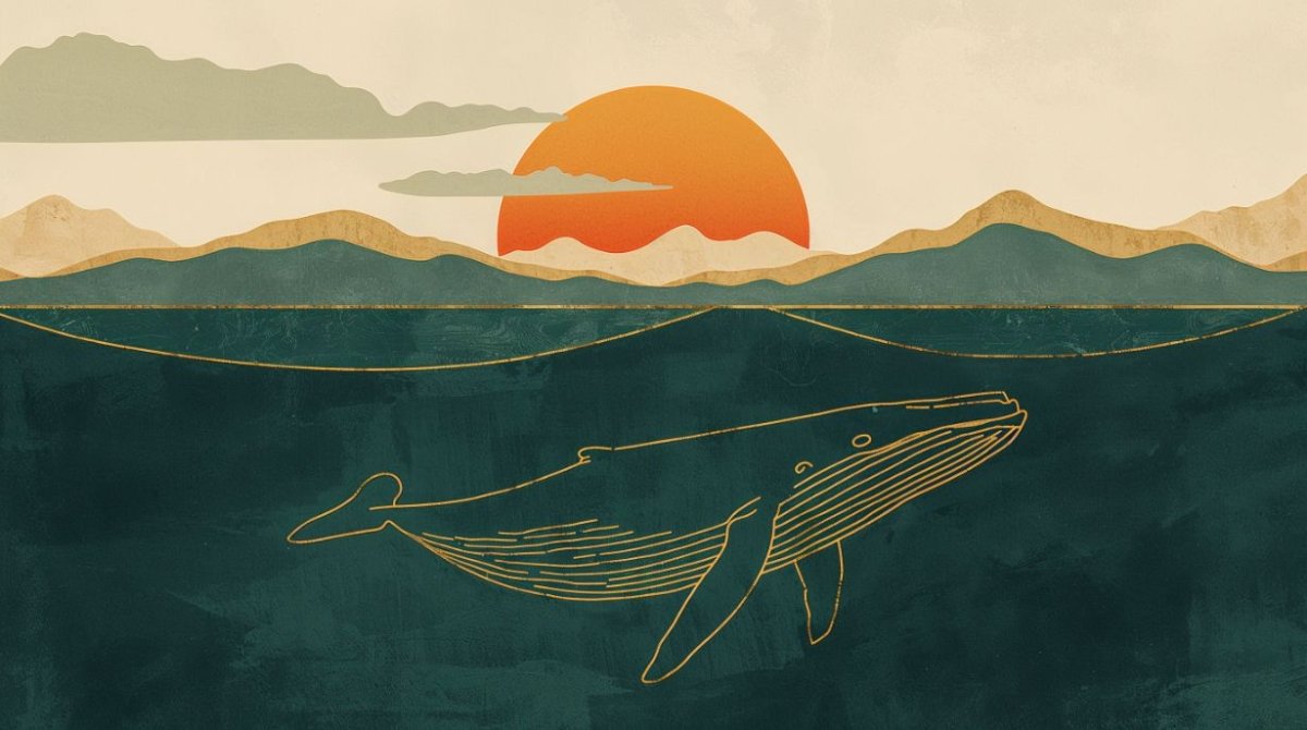 Whale Waves - Minimalist Whale Accent Wall Mural Wallpaper - Recoat