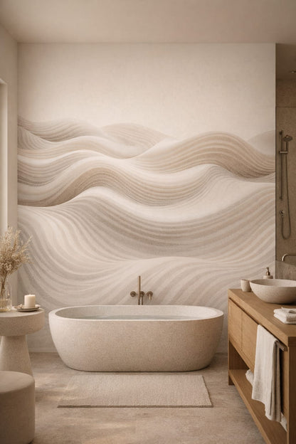 Wabi-sabi earthy - abstract sand dunes - Wall Mural Peel and Stick Wallpaper for Wabi-sabi Luxury Bathroom.