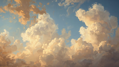 Ethereal painterly Sky Blue cloudscape - Wall Mural & Peel and Stick Wallpaper for Painterly Interiors and Premium Home Styling