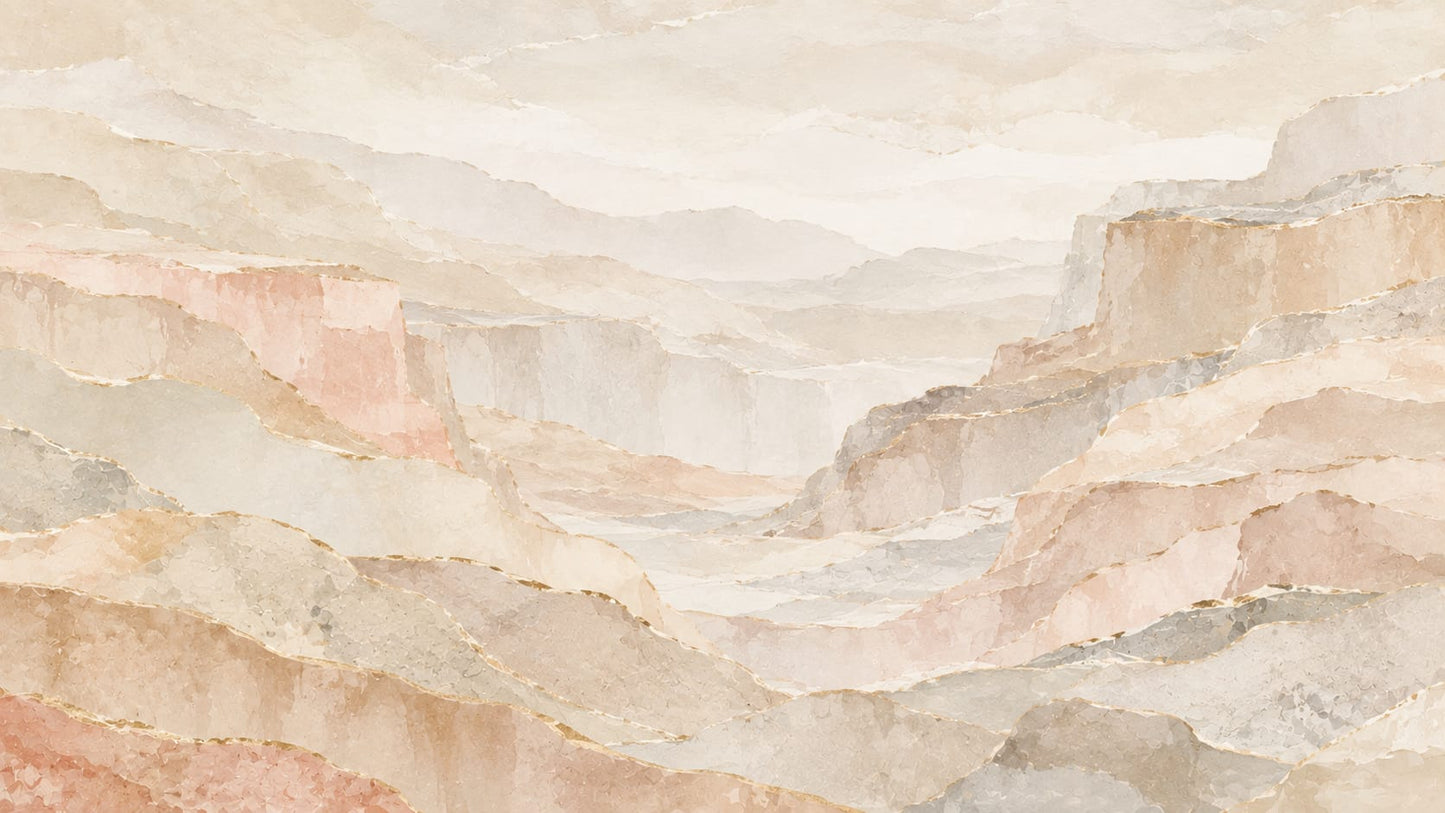 Ethereal painterly Cream abstract landscape featuring abstract landscape - Wall Mural & Peel and Stick Wallpaper for Watercolor Interiors and Premium Home Styling