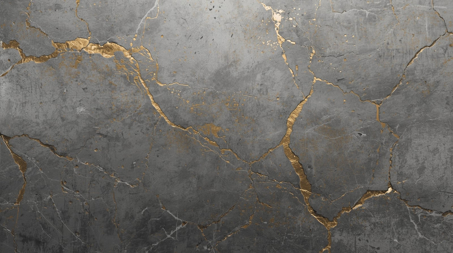 Luxurious refined Charcoal Gray gold veined stone - Wall Mural & Peel and Stick Wallpaper for Abstract Interiors and Premium Home Styling.