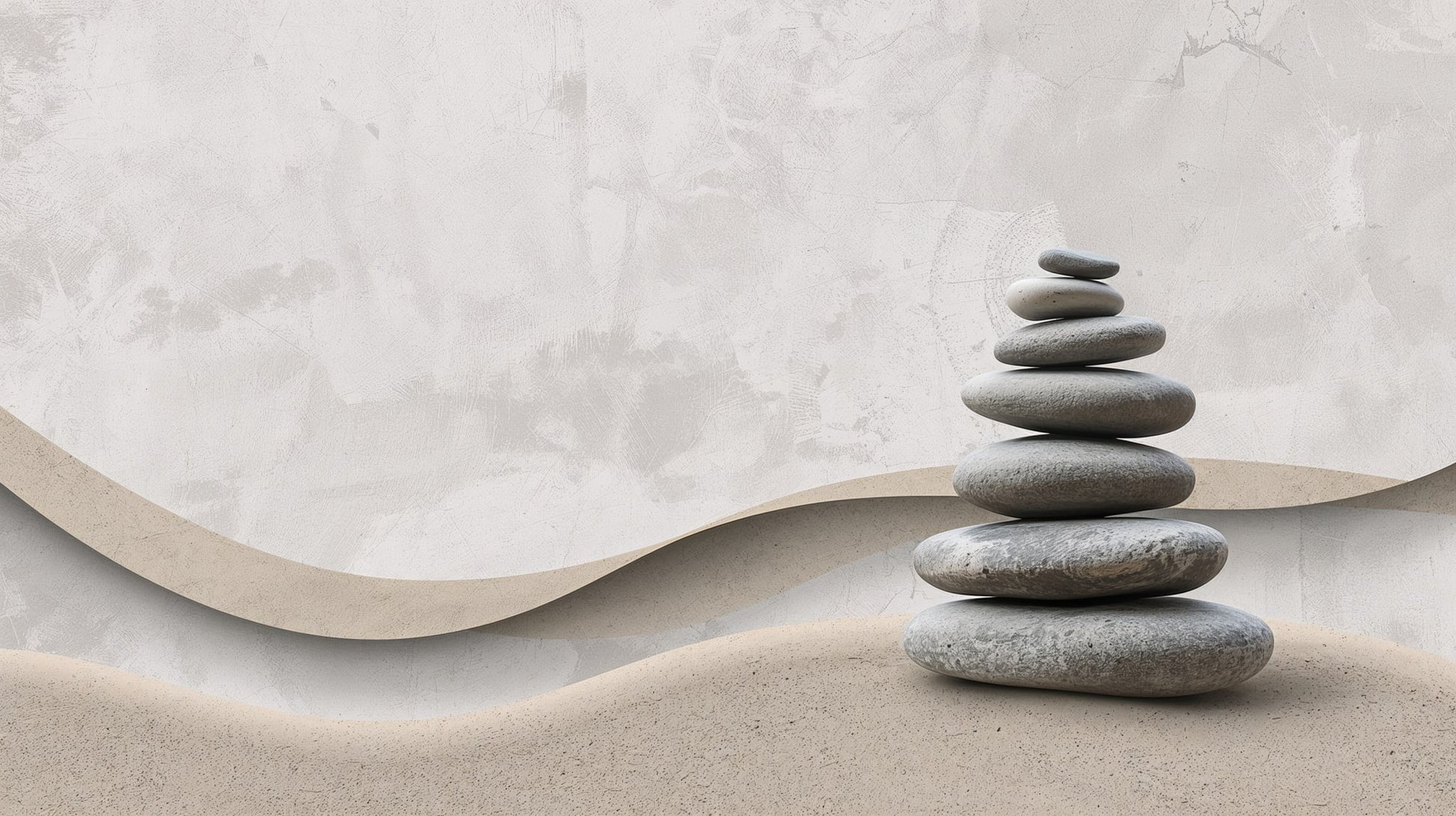 Calming minimalist Warm Gray stacked stones featuring sand dunes and plaster texture - Wall Mural & Peel and Stick Wallpaper for Minimalist Interiors and Premium Home Styling.
