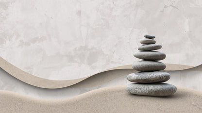 Calming minimalist Warm Gray stacked stones featuring sand dunes and plaster texture - Wall Mural & Peel and Stick Wallpaper for Minimalist Interiors and Premium Home Styling.