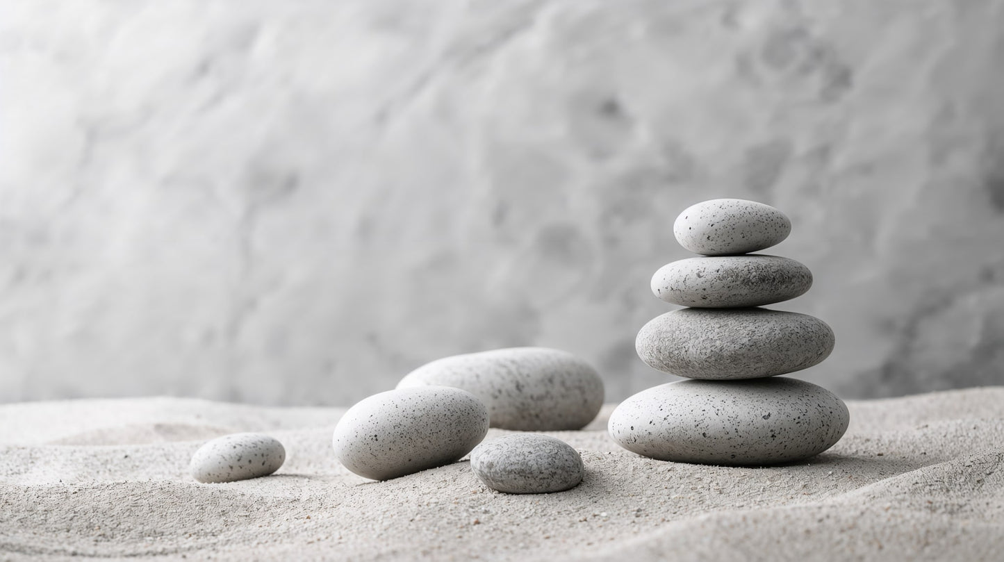 Serene minimalist Light Gray stacked stones featuring sand texture and stone texture - Wall Mural & Peel and Stick Wallpaper for Minimalist Interiors and Premium Home Styling.