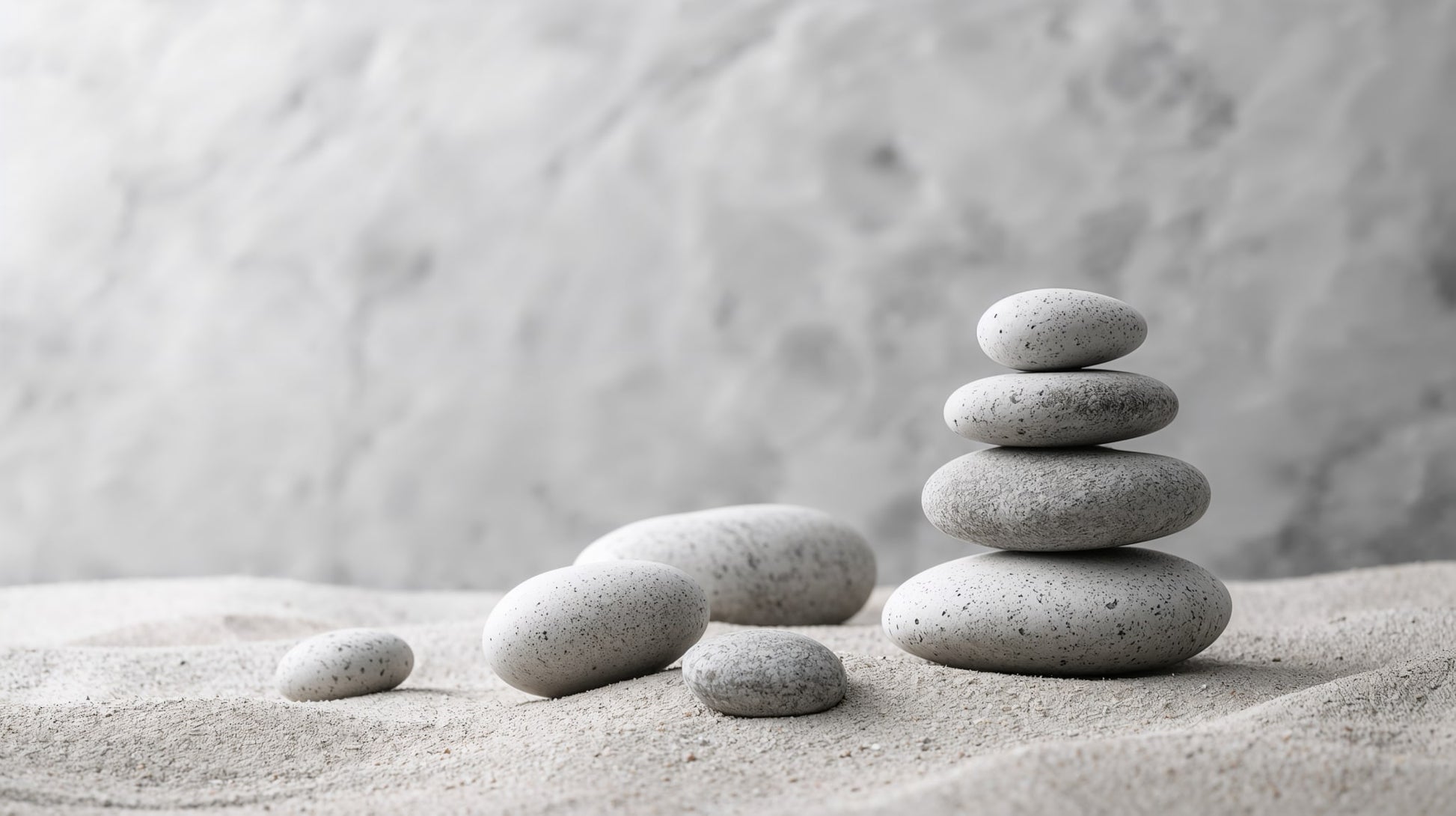 Serene minimalist Light Gray stacked stones featuring sand texture and stone texture - Wall Mural & Peel and Stick Wallpaper for Minimalist Interiors and Premium Home Styling.