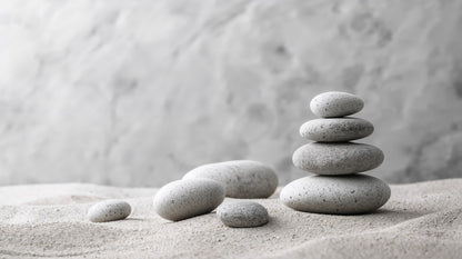 Serene minimalist Light Gray stacked stones featuring sand texture and stone texture - Wall Mural & Peel and Stick Wallpaper for Minimalist Interiors and Premium Home Styling.
