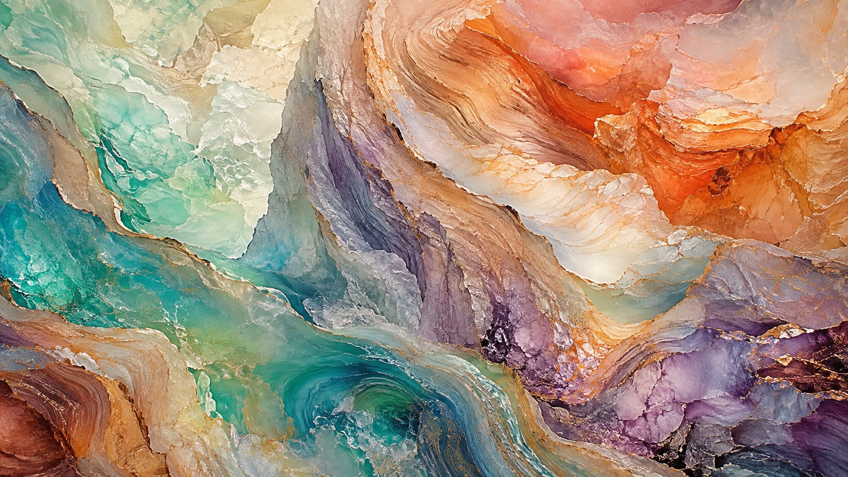 Luminous Textured Teal abstract mineral flow featuring fluid layers - Wall Mural & Peel and Stick Wallpaper for Abstract Interiors and Premium Home Styling