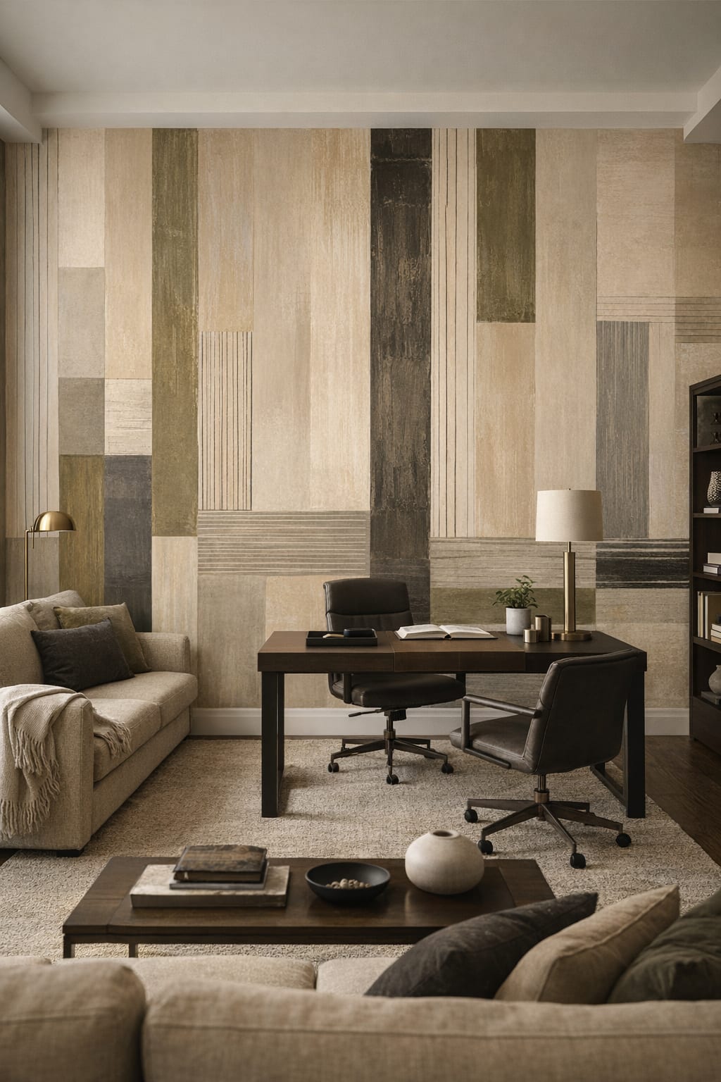 Gray black geometric blocks - Wall Mural Peel and Stick Wallpaper for Urban Modern Executive Home Office.