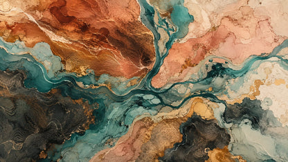 Refined dramatic Teal Abstract fluid art featuring abstract fluid art - Wall Mural & Peel and Stick Wallpaper for Abstract Interiors and Premium Home Styling