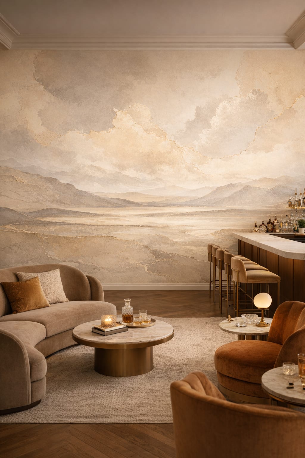 Gold Art Deco abstract marble - Wall Mural Peel and Stick Wallpaper for Art Deco Bar/Lounge.