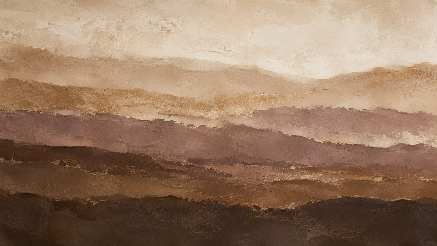 Textured Earthy Brown Abstract landscape featuring layered forms - Wall Mural & Peel and Stick Wallpaper for Painterly Interiors and Premium Home Styling