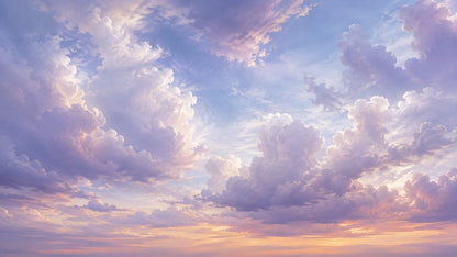 Ethereal painterly Lavender cloudscape featuring sunset sky - Wall Mural & Peel and Stick Wallpaper for Painterly Interiors and Premium Home Styling