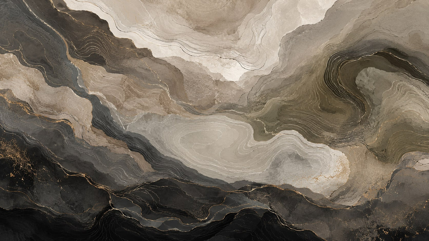 Refined Luxurious Black abstract marble featuring marble veining - Wall Mural & Peel and Stick Wallpaper for Abstract Interiors and Premium Home Styling