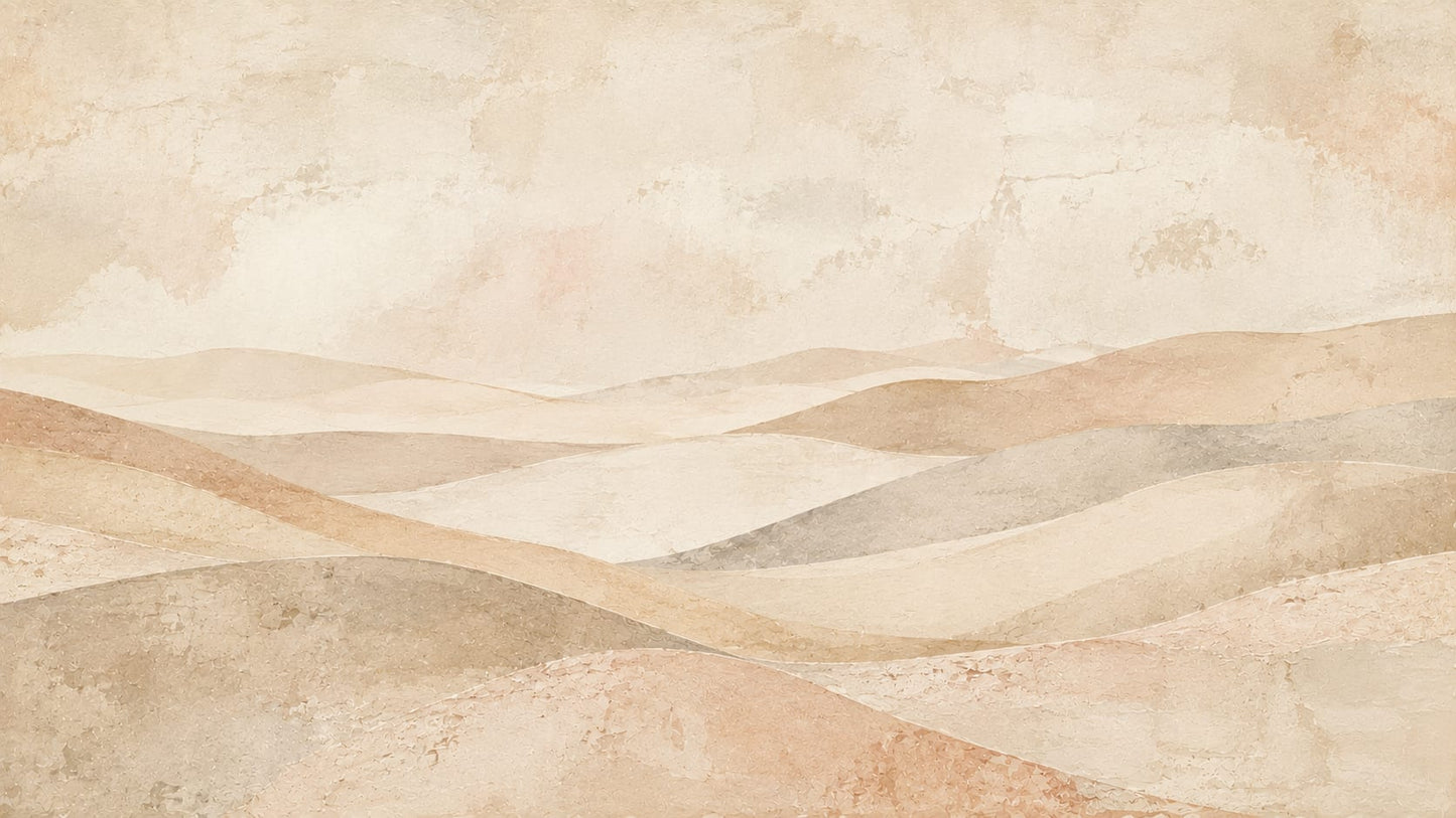 Serene Textured Cream Abstract Landscape featuring Layered Hills and Plaster Texture - Wall Mural & Peel and Stick Wallpaper for Textured Interiors and Premium Home Styling