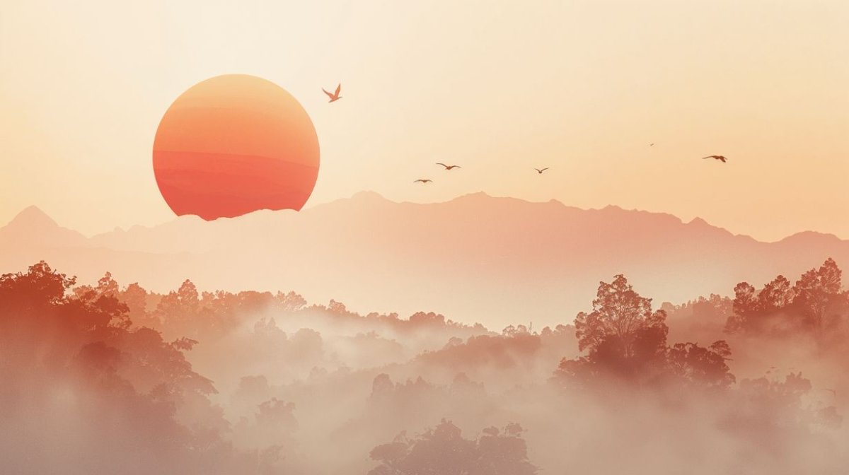 Amber Horizon - Japanese Landscape Accent Wall Mural Wallpaper - Recoat