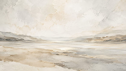 Serene painterly Ivory abstract landscape featuring abstract forms - Wall Mural & Peel and Stick Wallpaper for Painterly Interiors and Premium Home Styling