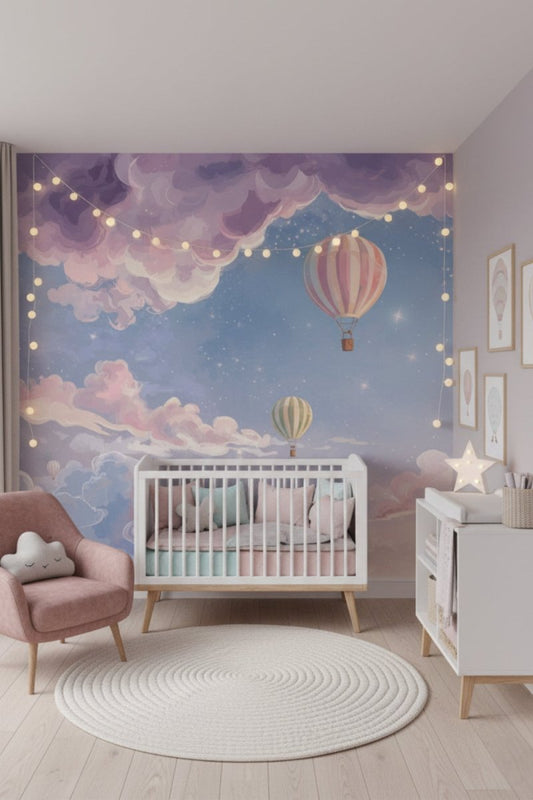 Balloon Dawn - Hot Air Balloon Accent Wall Mural Wallpaper - Recoat
