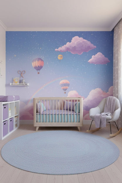 Balloon Twilight - Hot Air Balloon Accent Wall Mural Wallpaper - Recoat