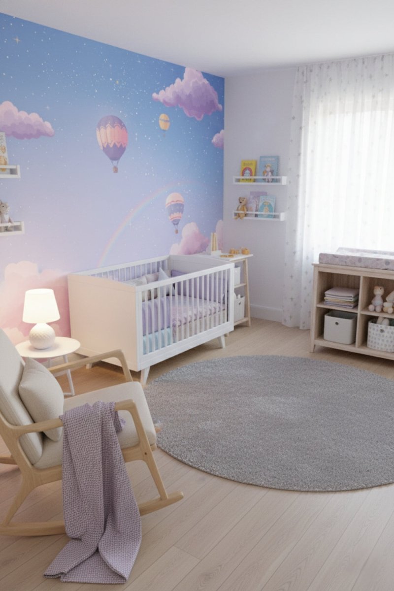 Balloon Twilight - Hot Air Balloon Accent Wall Mural Wallpaper - Recoat