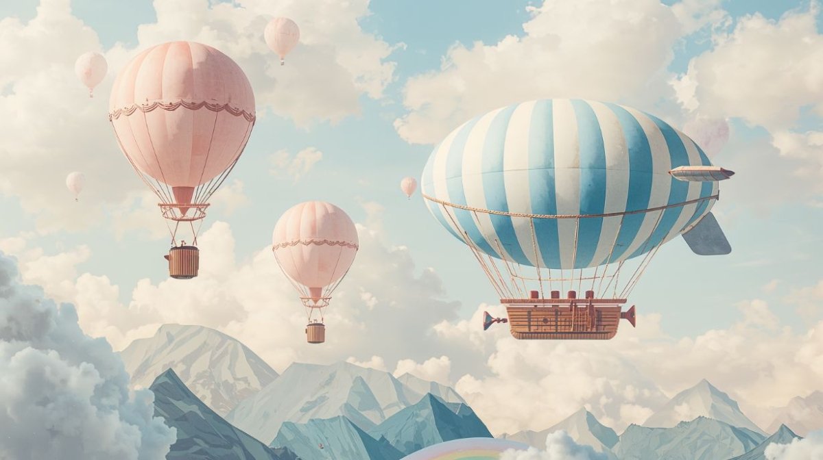 Balloon Voyage - Hot Air Balloon Accent Wall Mural Wallpaper - Recoat