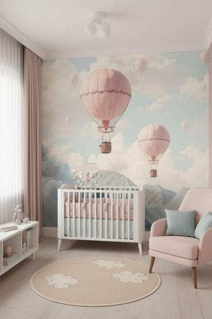 Balloon Voyage - Hot Air Balloon Accent Wall Mural Wallpaper - Recoat