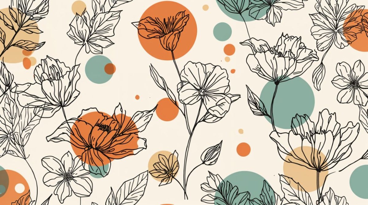 Bloom Line Art - Line Art Floral Accent Wall Mural Wallpaper - Recoat