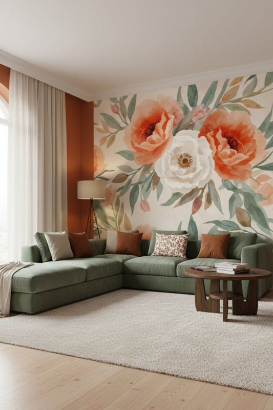Blooming Sonata - Warm Floral Accent Wall Mural Wallpaper - Recoat