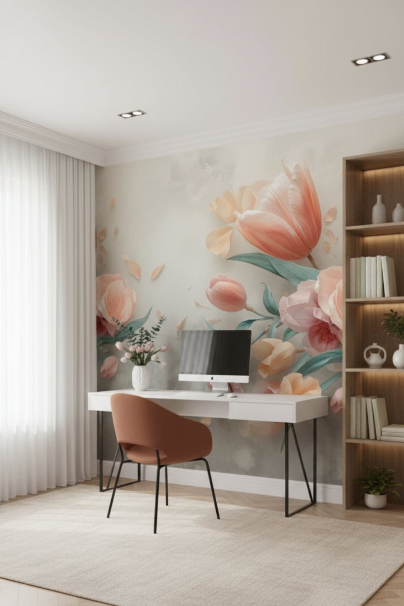 Blush Bloom - Pastel Flowers Accent Wall Mural Wallpaper - Recoat
