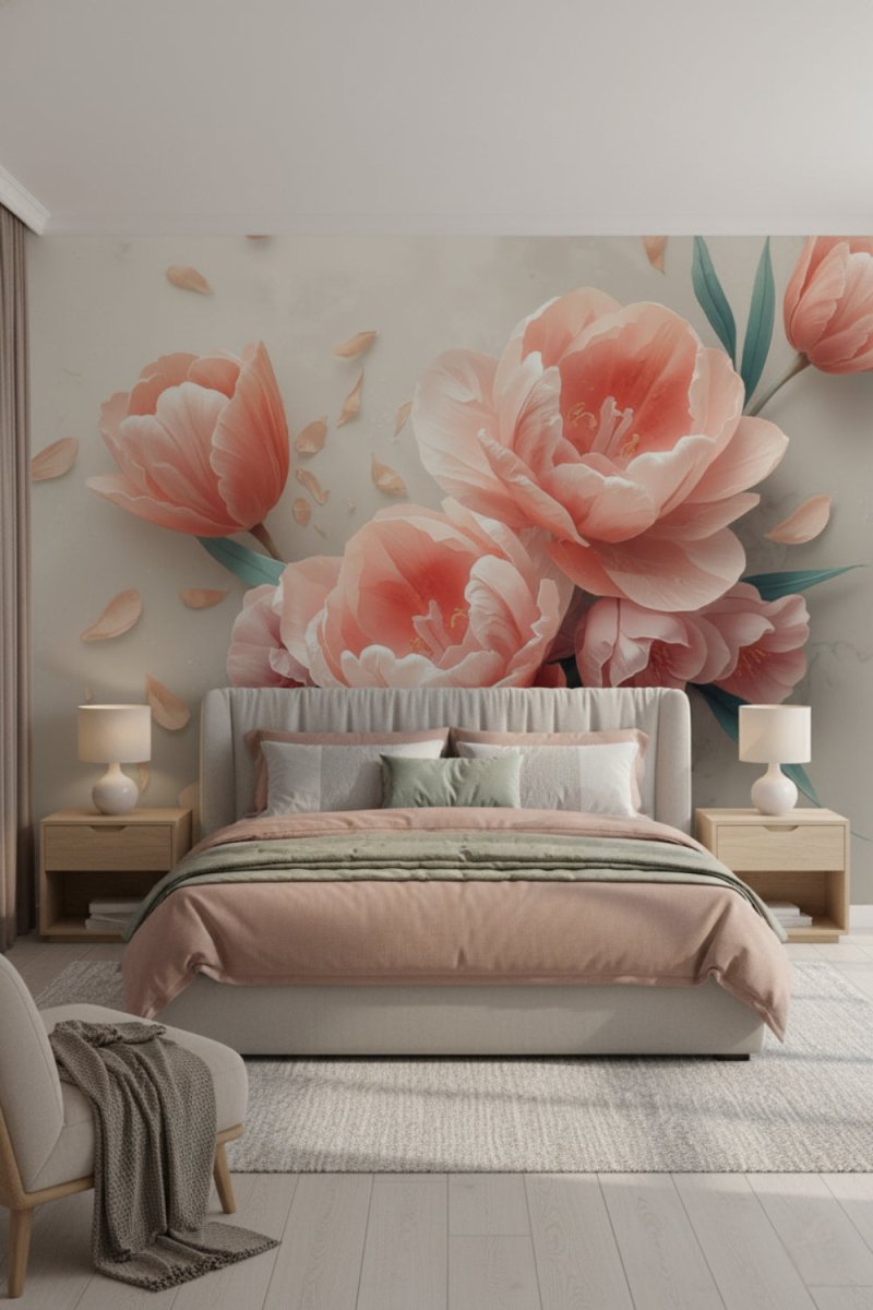 Blush Bloom - Pastel Flowers Accent Wall Mural Wallpaper - Recoat