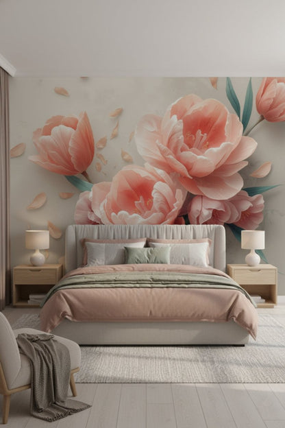 Blush Bloom - Pastel Flowers Accent Wall Mural Wallpaper - Recoat