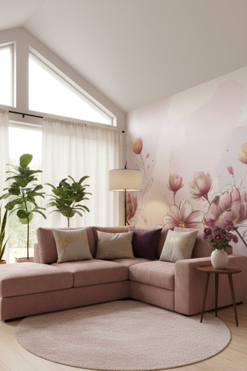 Blush Garden - Watercolor Flowers Accent Wall Mural Wallpaper - Recoat