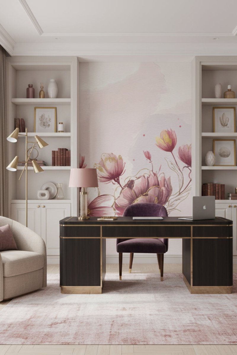 Blush Garden - Watercolor Flowers Accent Wall Mural Wallpaper - Recoat