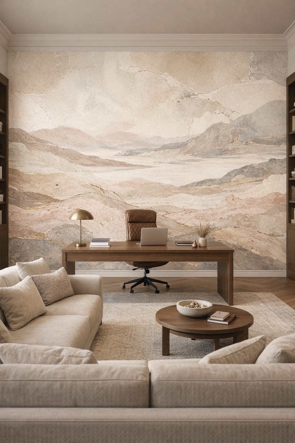 Luxury Contemporary neutrals abstract marble - Wall Mural Peel and Stick Wallpaper for Luxury Contemporary Executive Home Office.