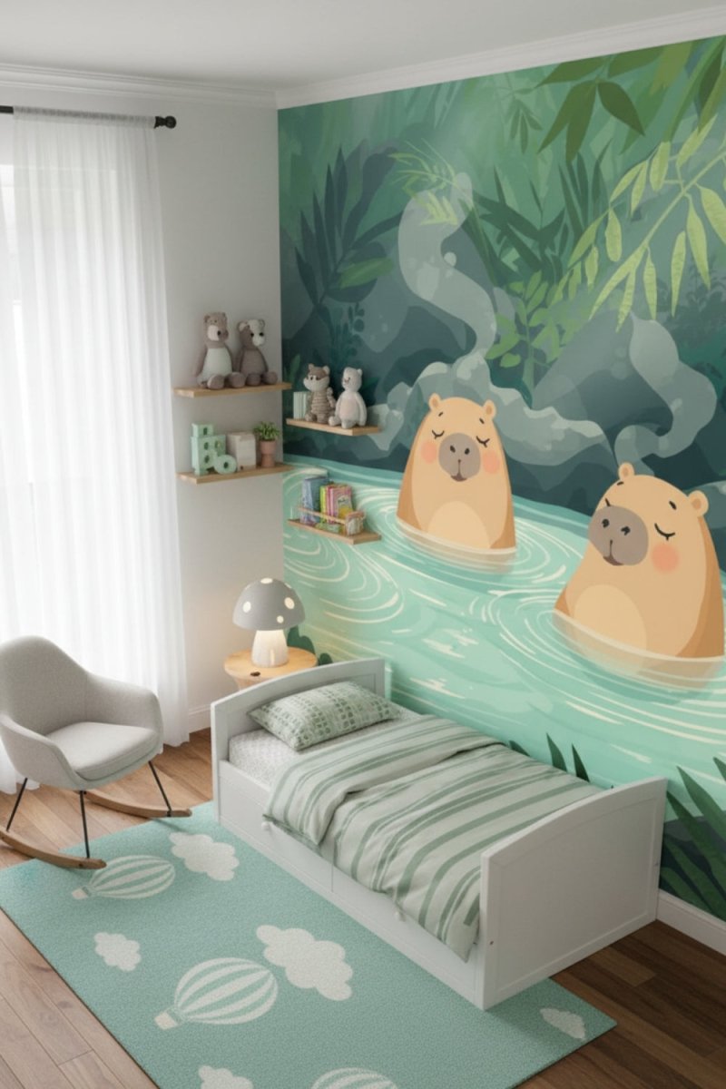 Capybara Springs - Playful Forest Accent Wall Mural Wallpaper - Recoat