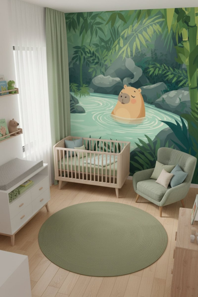 Capybara Springs - Playful Forest Accent Wall Mural Wallpaper - Recoat