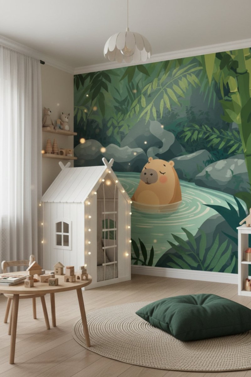 Capybara Springs - Playful Forest Accent Wall Mural Wallpaper - Recoat