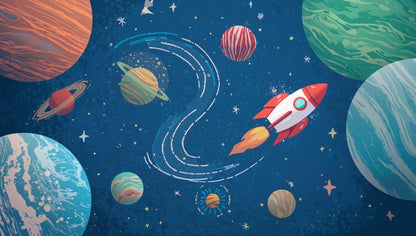Cosmic Journey - Planet & Stars Accent Wall Mural Wallpaper - Recoat