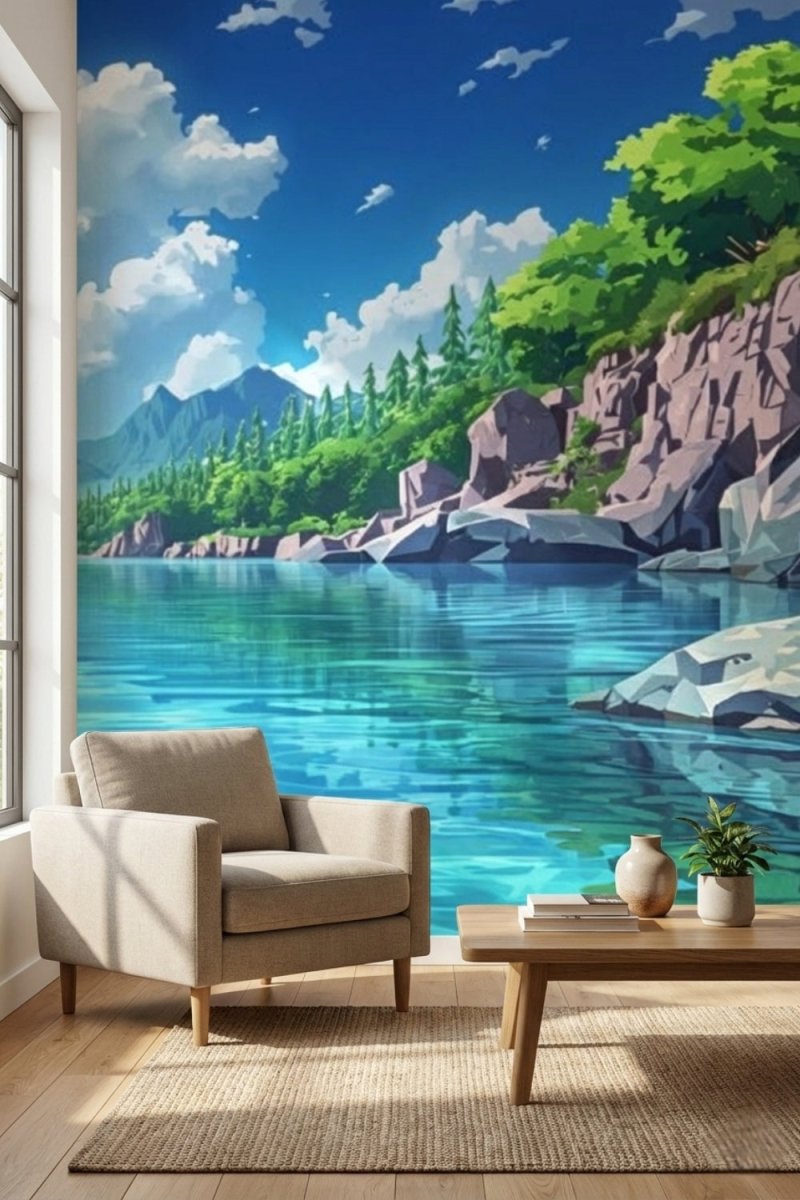 Crystal Lake - Mountain Vista Accent Wall Mural Wallpaper - Recoat