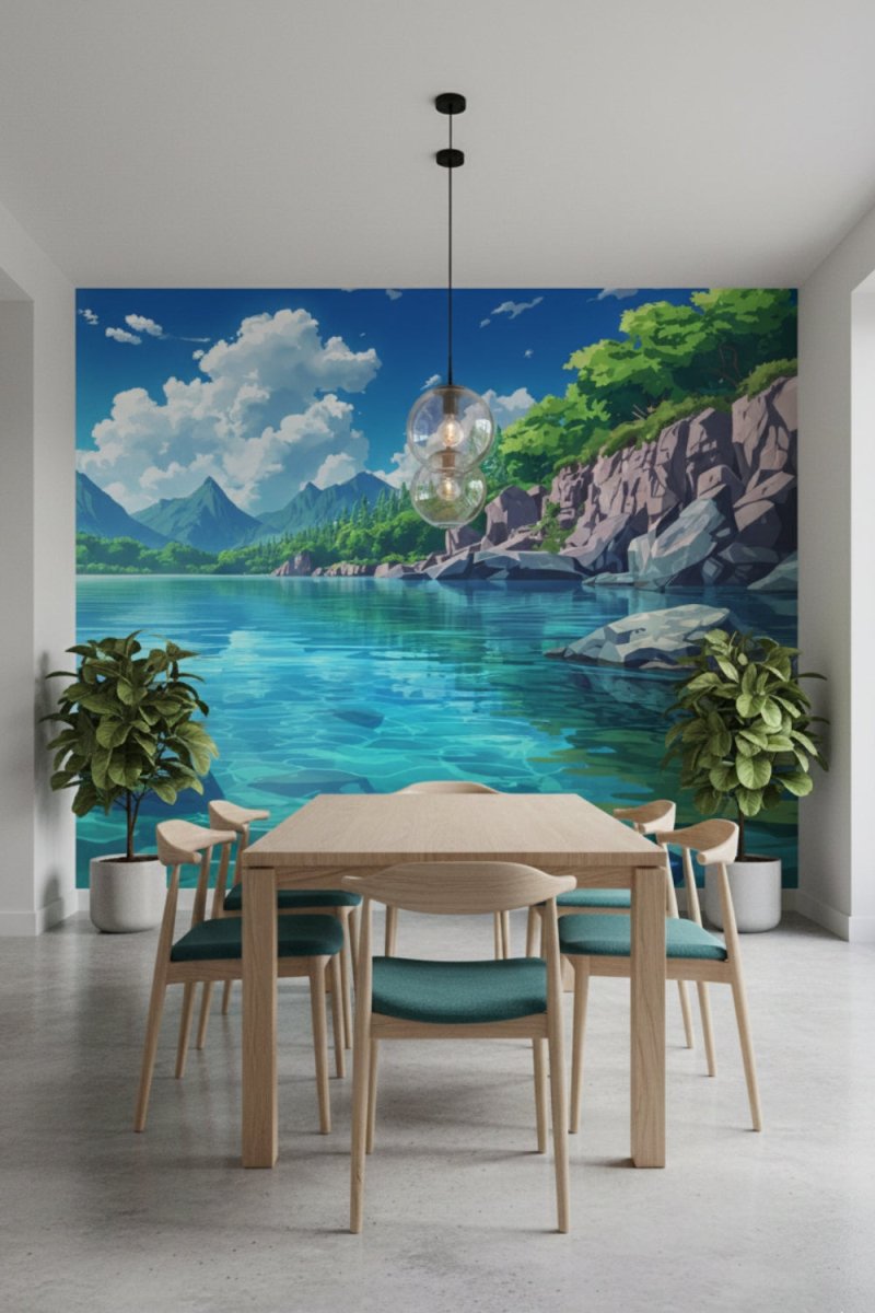 Crystal Lake - Mountain Vista Accent Wall Mural Wallpaper - Recoat